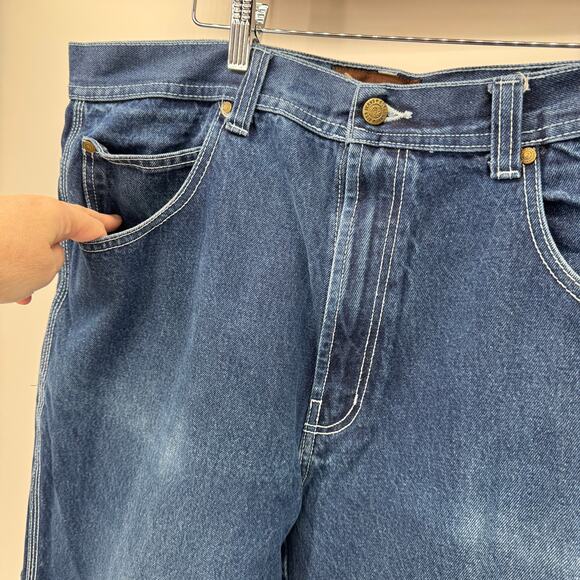 Risk Jeans Co Shorts Mens 38 (38x14 ACTUAL) Blue Denim Faded Wash Vintage Y2K - Picture 7 of 8